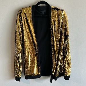 ASOS DESIGN knitted sequin cardigan with gold and black sequins
